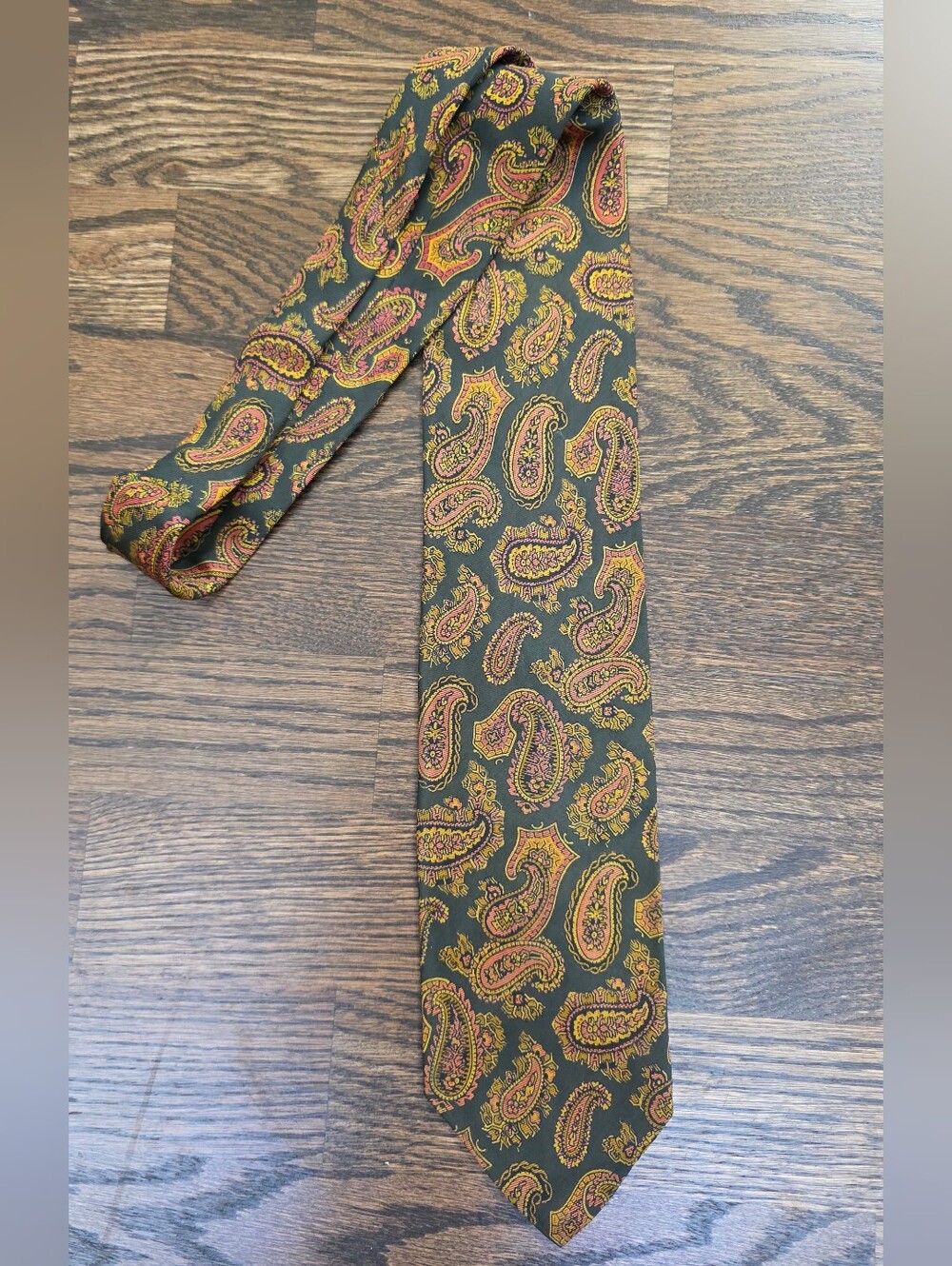 Rivetz of Boston Paisley Silk Blend Tie Hand Block Printed England